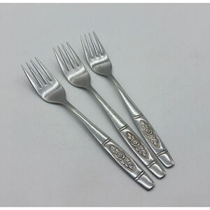 3 Vtg Oneida Rose Pendant 6.75" Salad Forks Stainless OHSROP Discontinued